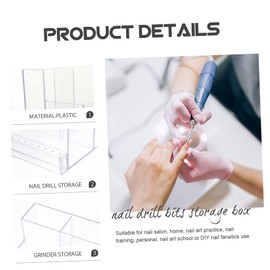 WOONEKY Professional Nail Drill Bits Storage Case Durable Plastic Manicure Grinding Head Organizer with Dustproof Design for Salon and Home Use Easy Access Display Box