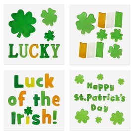 4Pcs St. Patrick's Day Gel Window Clings Decorations, St Patricks Day Decorations Holiday Window Clings Shamrock Window Gel Clings, St. Patrick's Day Window Clings for Kids Home Party Supplies