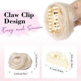 REECHO 2 PCS Mini Claw Clip in Messy & Cat Ears Hair Bun Extensions HB001 Wig Accessory Updo Hairpieces for Women Girls (Pack of 2-3.5" Wavy, Light Blonde)