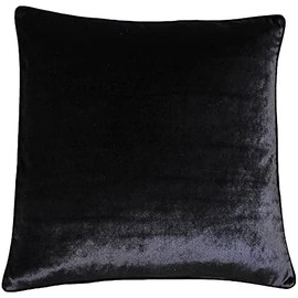 Riva Paoletti Luxe Velvet Cushion Cover - Black - Soft Velvet Feel Fabric - Reversible - Hidden Zip Closure - Machine Washable - 100% Polyester - 55 x 55cm (22" x 22" inches)