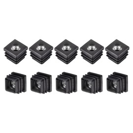 uxcell 10Pcs Plastic Threaded Tube Inserts with M8 Thread, for 0.78"x0.78" OD Square Tube, Adjustable Square Black Plastic Plug Caster Insert Chair End Caps Furniture Leg Plug