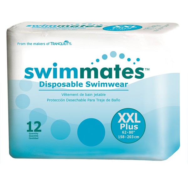 Swimmates Adult Swim Underwear, Pull-Up with Tear-Away Side Seams, Unisex, Disposable, XX-Large (62"- 80" Waist), 12 Count (Pack of 1)