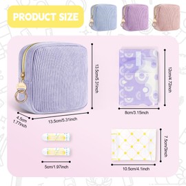 Sanitary Pads Storage Tampon Hygiene Bag for Sanitary Towels Storage Bag Periods Bag with Zip Organiser Nursing Pads Women's Tampons Pads Women's Gifts for Girls (Blue & Purple)