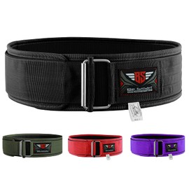 BeSmart Weight Lifting Belt Deadlift Powerlifting belts Self-Locking Double Padded Polyester Back & Core Support CrossFit Weightlifting Equipment for Gym Training Men & Women (Large, Black)