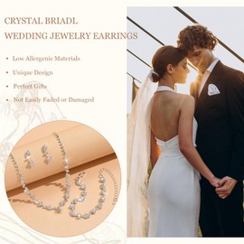 Silver Jewelry for Women Wedding Gifts Prom Necklace Earrings Jewelry for Bride Bridesmaid Bridal Rhinestone Costume Jewelry for Women