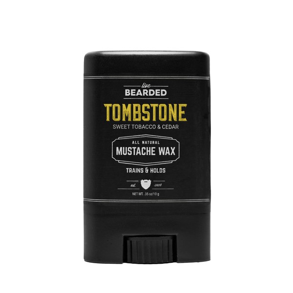 Live Bearded: Mustache Wax - Tombstone - 0.35 Oz - Medium Hold - All-Natural Ingredients with Beeswax, Lanolin, Jojoba Oil and Essential Oils for Fragrance - Made in the USA