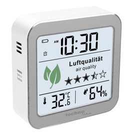 technoline WL1020 Luftgütemonitor zur Überwachung der Raumluftqualität, Nachfolger des WL1005, Temperaturanzeige, Luftfeuchteanzeige, Alarm bei schlechter Luftqualität, silber, weiß