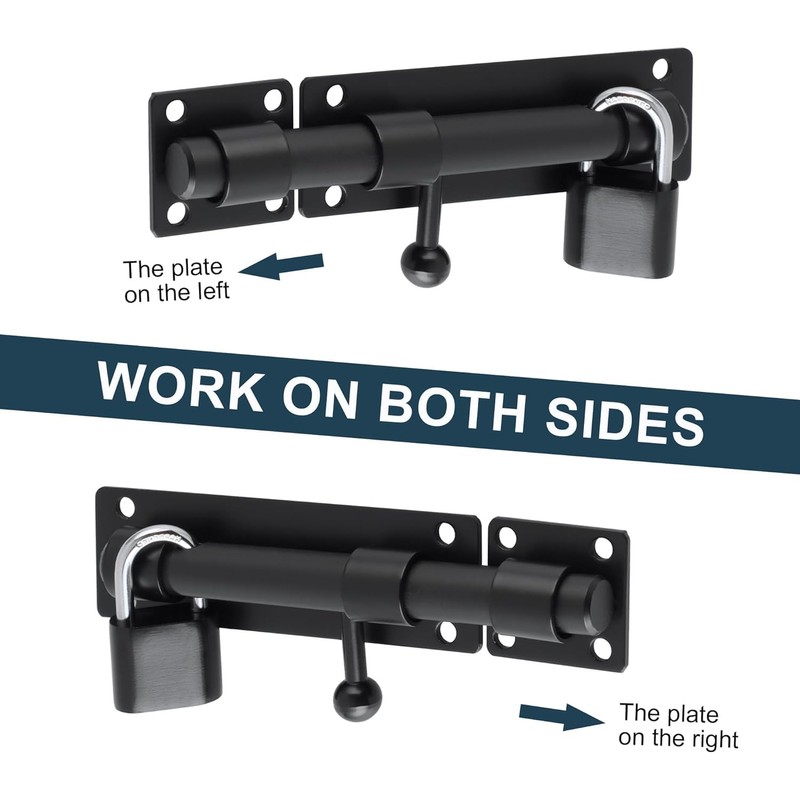 Sayayo Sliding Bolt Lock Barrel Bolt Latch Black Heavy Duty