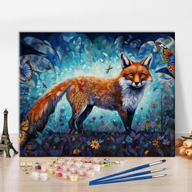 TUMOVO DIY Oil Painting Kit, Beautiful Abstract Colorful Flowers Paint by Numbers for Adults, Abstract Floral Art Paint by Numbers with Brushes and Pigment, 16x20 Inch Crafts - Colour: Fox
