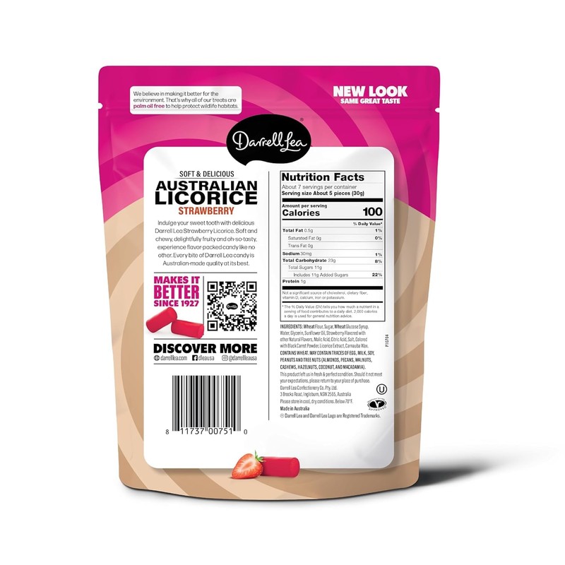 Darrell Lea Soft Australian Licorice, Non-GMO, No Palm Oil, Plant