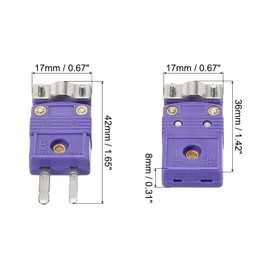 MECCANIXITY Mini E Type Thermocouple Wire Connectors Male Female Plug Adapter High Temperature 220°C(428°F) with Fixing Clamp for Thermocouple Sensor