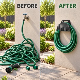 Wall-Mounted Garden Hose Holder for Outdoor Storage – Durable Metal Hose Hanger for Yard, Garden & Garage Organization