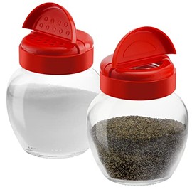 Tibello Spice Containers Glass Spice Jars, 7oz Spice Bottles And Dual Lid Sifter Shaker And Spoon Opening Spice Shaker - Pack of 2
