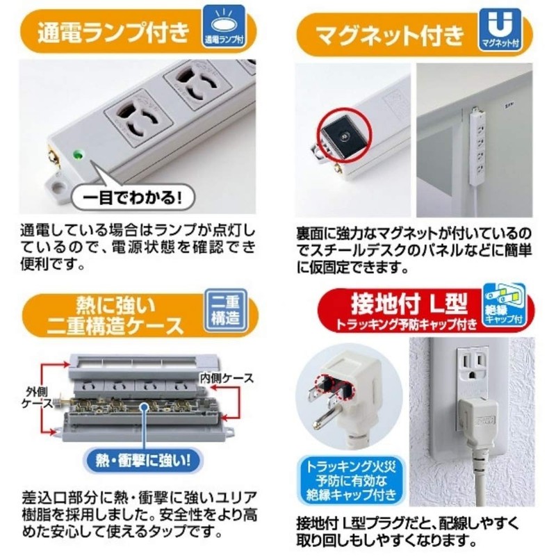Sanwa Supply TAP-K2L-3 Construction Property Tap, 3 Ps, 2 Openings,
