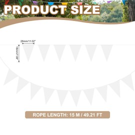 PATIKIL 49ft Pennant Banner Flags, Felt Fabric Pennant Flags String Triangle Flag Banner Bunting Garland for Carnival Wedding Birthday Party Decorations, White