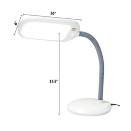 HomeConcept LED Desk Lamp Bright-Reader Full Spectrum Hi-Output 2,100 LUX, Dimmable, Energy Efficient 12w, 6,400k (for Paperwork, Reading, Knitting) Almond Color with Grey Adjustable Goose-Neck