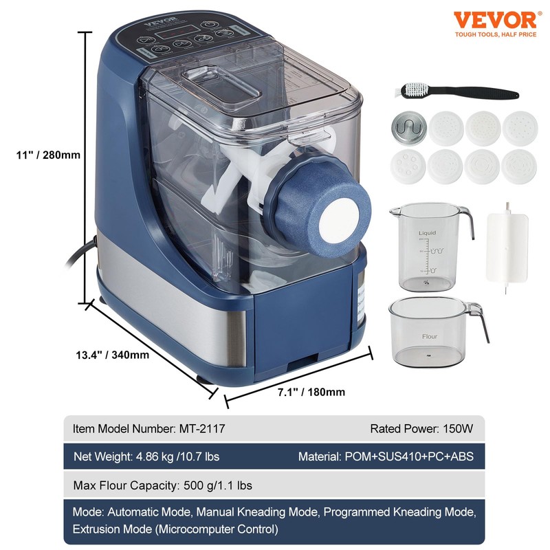 VEVOR Electric Pasta Maker, 150W Automatic Noodle Maker Machine with