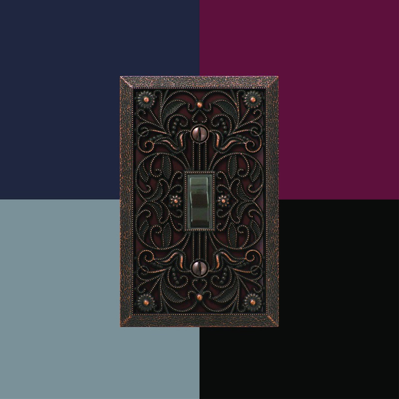 Amerelle 65DAB Filigree Wallplate, 1 Duplex, Antique Brass