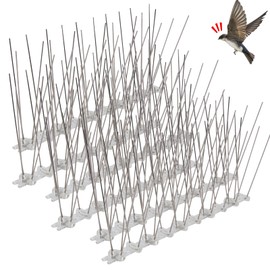 Kungfu Mall Bird Spikes Pigeon Spikes: Fence Spikes 4.9ft, Cat Spikes, Anti Bird Spikes for Outside to Keep Birds Away, Bird Nest Preventer, Plastic Base Stainless Steel Spikes 6PCS