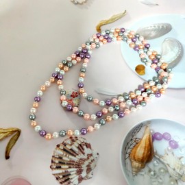 Dishowme Lone Pearl Necklace 1920s Faux Pearl Necklace Chain Vintage String of Pearls Beads Necklace Costume Jewelry for Women (Multi B)