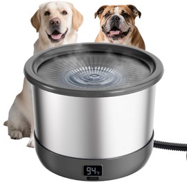 Twinsing 3.5L Heated Water Bowl, Stainless Steel Heated Dog Bowl with Digital Display and Adjustable Temperature, No Spill Outdoor Heated Pet Bowl Provides Warm Water for Dogs, Cats, Chickens, Ducks