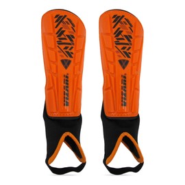 Vizari Malaga Soccer Shin Guard for Kids| Youth Soccer Shin Guard | Lightweight and Breathable Child Calf Protective Gear Soccer Equipment | Orange/ Black | XX - Small