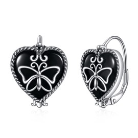 WINNICACA Butterfly Leverback Earring Sterling Silver Gothic Earrings Butterfly Jewelry Gifts for Women Birthday Mothers Day