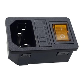 IEC Plug C-14 with Yellow Switch and Fuse 10A/250V