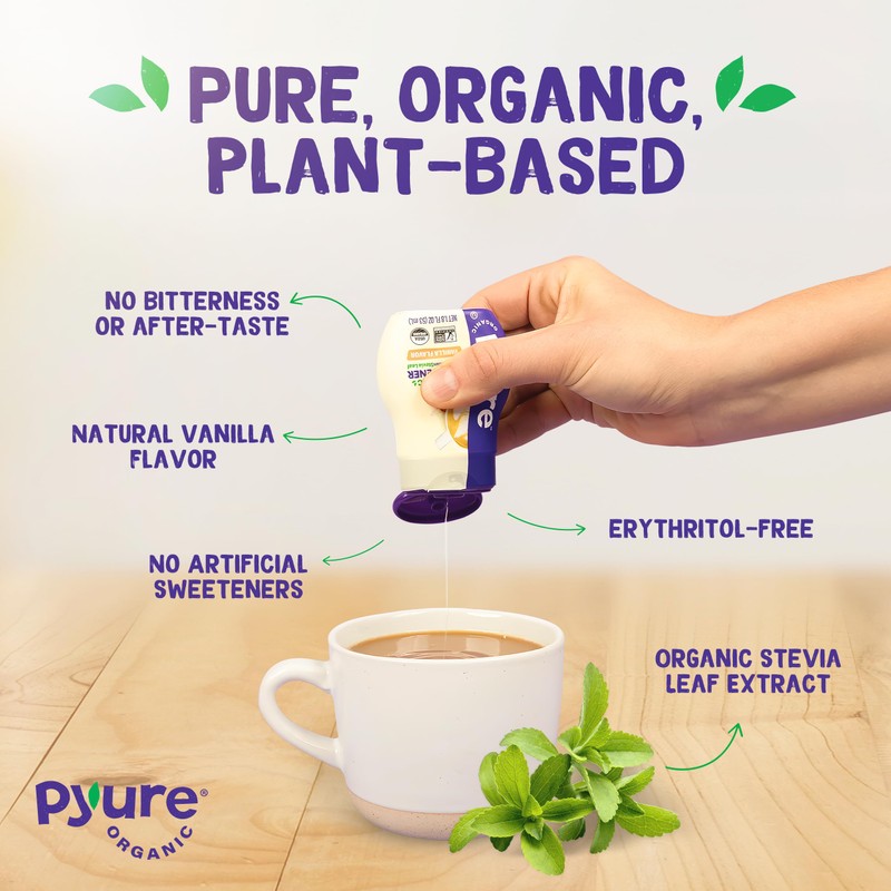 Pyure Organic Vanilla Stevia Liquid Sweetener | Sugar-Free Stevia Drops