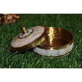 Exclusive Global Brass Ornate Mother of Pearl Box Decorative Jewelry/Trinket Box Home Gift India