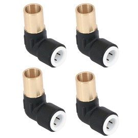 SPARES2GO 15mm x 10mm Push Fit Radiator Valve Black Reducing Elbow Stem Compression (Pack of 4)