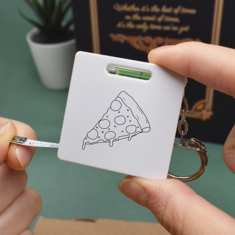 'Pepperoni Pizza Slice' Keyring Tape Measure/Spirit Level Tool (KM00042006)