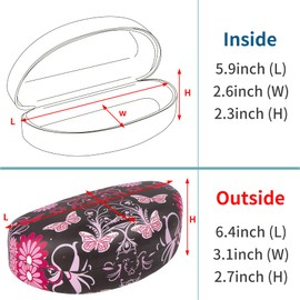 PG6 Oversized Hard Shell Sunglasses Case, Protective Holder for Extra Large Reading Glasses