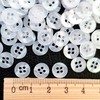 MajorCrafts 120pcs 9mm Clear White Pearlescent 4 Holes Small Round
