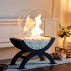 Large Black Ethanol Fireplace Indoor Outdoor Decorative Floor Fireplace With