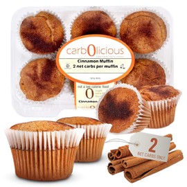 Low Carb Cinnamon Muffins 24 Pcs (4-Pack) by Carb-o-licious – Delicious Keto Mini Muffins with Only 2 Net Carbs, 9g Protein – Sugar Free Cupcake Style Healthy Snack Made, Almond Flour, Low-Carb Treat