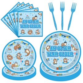 Otter Birthday Party Plates Napkins Decorations 96PCS Serves 24