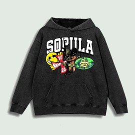 SOPILLA Street Graphic Hoodie 100% Cotton US Warehouse 6 ColorsColor: Purple, Size: 2 XL