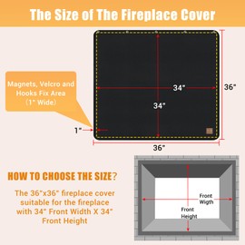Magnet Fireplace Cover, Fireplace Draft Blocker, Fireplace Blanket for Heat Loss, Fireplace Flue Blocker, Fireplace Cold Air Blocker, Fireplace Draft Cover for Inside Fireplace, Black(36" W x 36" H)
