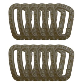 HOUSON 12PCS Plastic Carabiner, Tactical Carabiner D Shape Plastic Hook Keychain Khaki