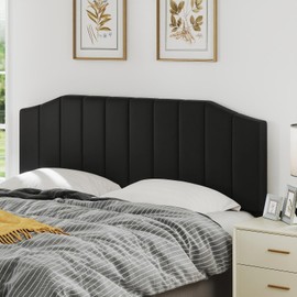 Furpopup King Size Headboard Only, Velvet Upholstered Headboard King/California King Size Wall Mount and Bed Frame Mount, Featuring High-Density Sponge Padding Easy Assembly Comfort Style-Black