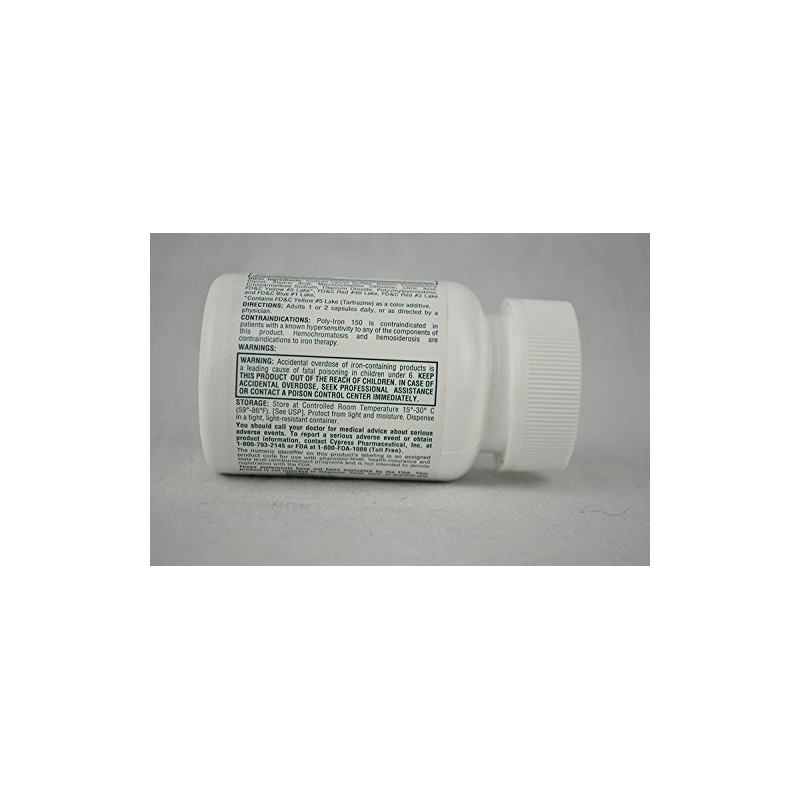 Cypress Poly-Iron 100 Caps Compares to Niferex 150Mg - Box