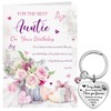 Otuuz Auntie Birthday Gifts Auntie Presents Include Vase of Flowers Butterflies Aunty Birthday Card Happy Birthday Auntie Card with Envelop Metal Auntie Keyring for Birthday from Niece Nephew