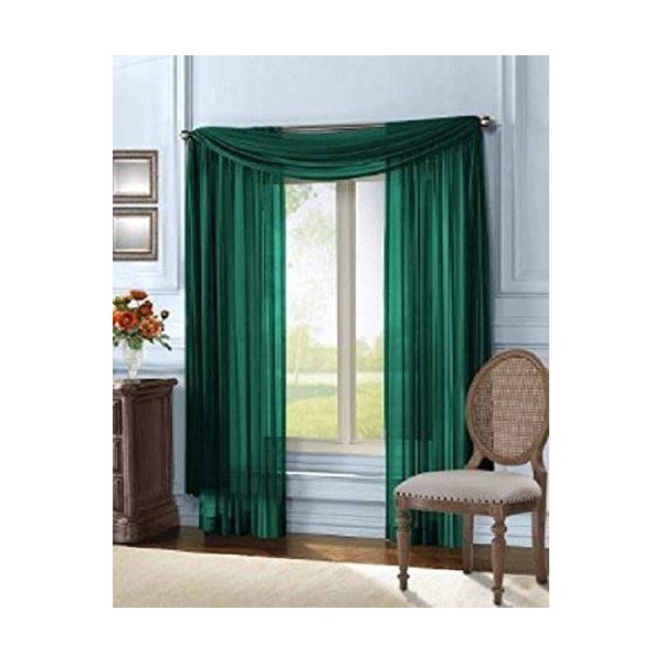 Luxury Discounts 3 Piece Sheer Voile Curtain Panel Drape Set