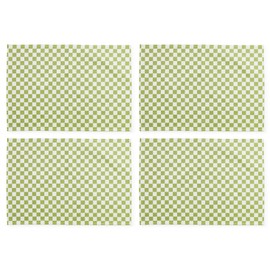 MACKENZIE-CHILDS Set of 4 Cotton Placemats, Decorative Table Mats, Green Check
