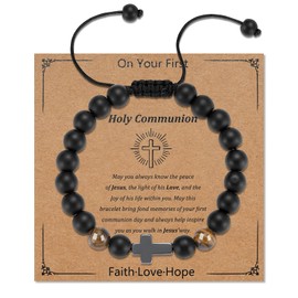 Gopbrer First Holy Communion Gifts for Boys, Cross Bracelet for Boy 8-12, Easter Gift for Kids, Bracelets for Teen Boys, Christmas Birthday Gift for Son Grandson Christians
