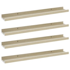 TREATLIFE HOME Maximize Storage with Decorative Wall Shelves, Sturdy MDF, White and Sonoma Oak Finish, 4 Pack, 23.6" x 3.5" x 1.2"