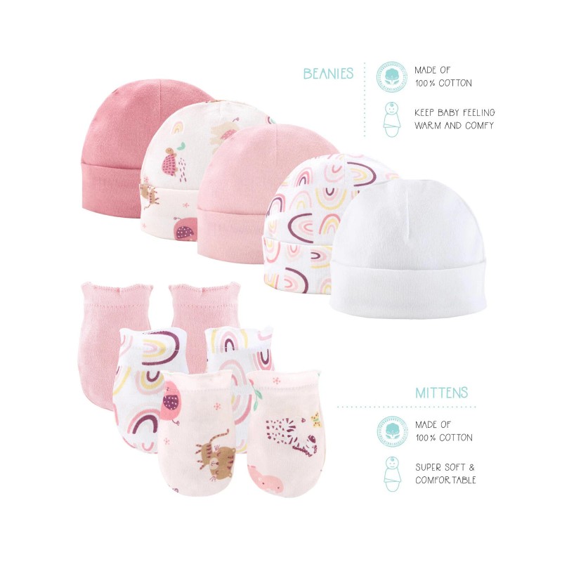 The Peanutshell Rainbow Safari 23 Piece Newborn Baby Girl's 100%