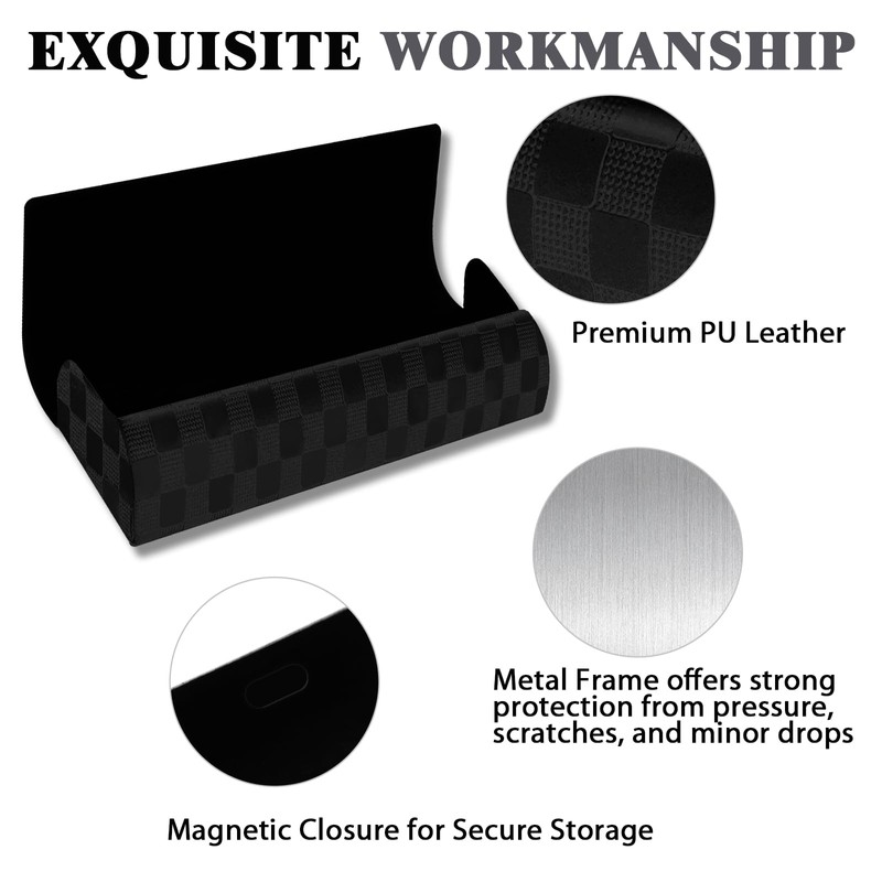 PU Leather Glasses Case with Cleaning Cloth - Magnetic Hard
