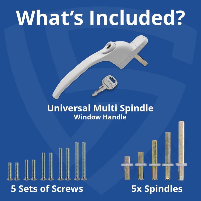 SHIELD HARDWARE Universal uPVC Window Handle Multi Spindle White